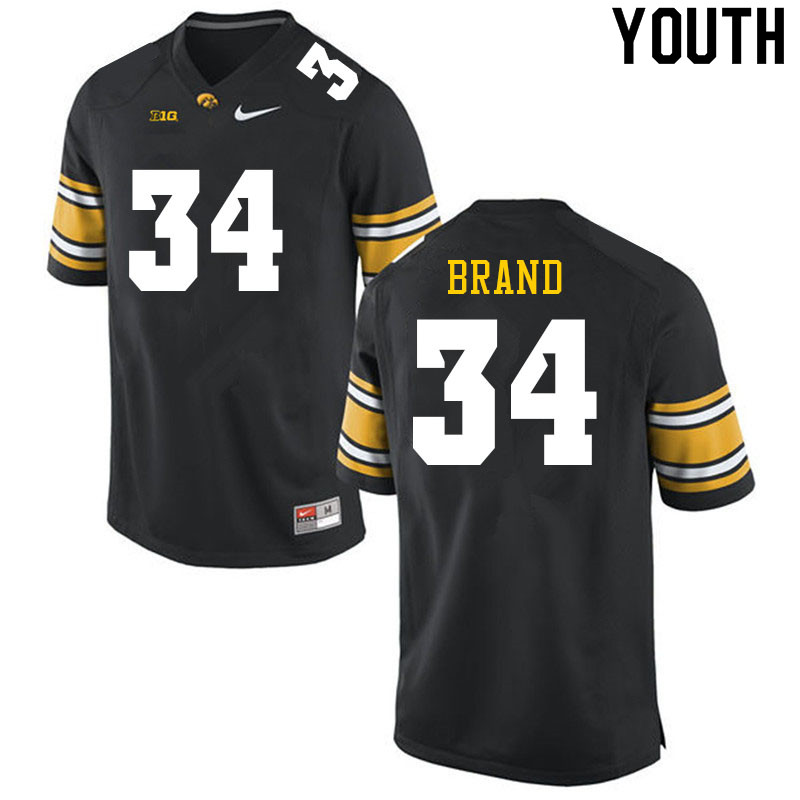 Youth #34 Zach Brand Iowa Hawkeyes College Football Jerseys Sale-Black